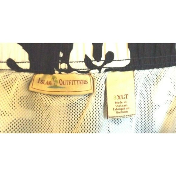 Island Outfitters 3XLT blue & white floral print elastic waist swim trunks - Picture 2 of 4